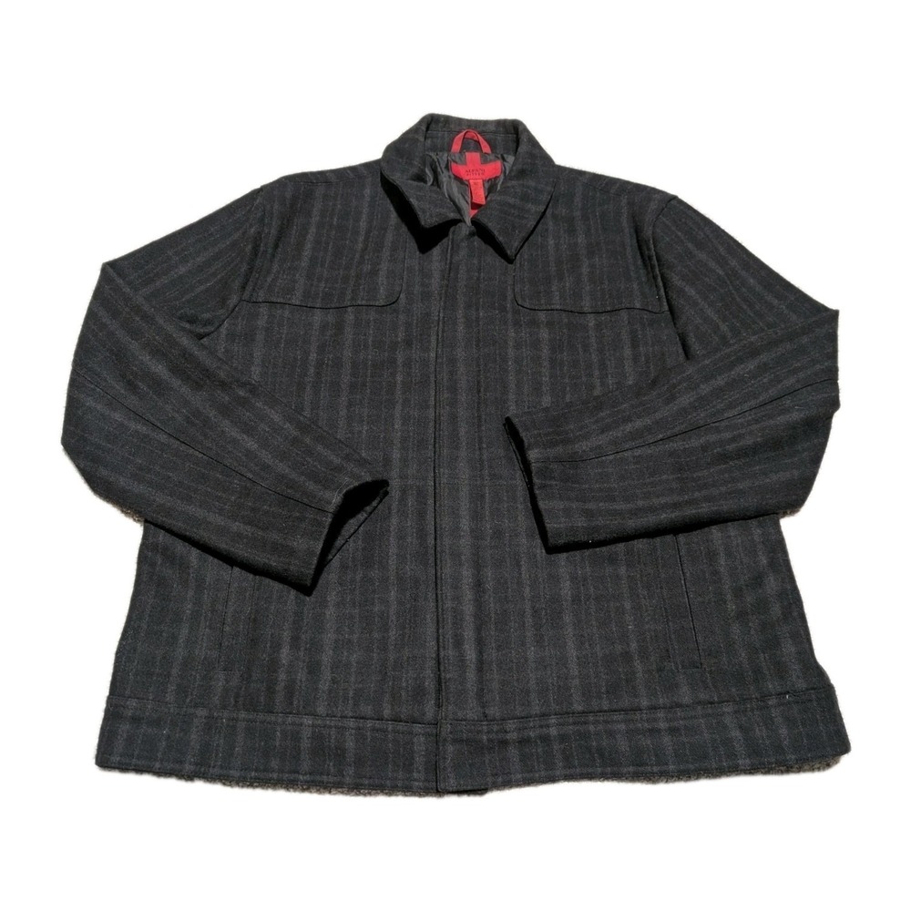 Alfani Fitted Bomber Jacket - Black & Grey - Mens XXL - Wool & Polyester